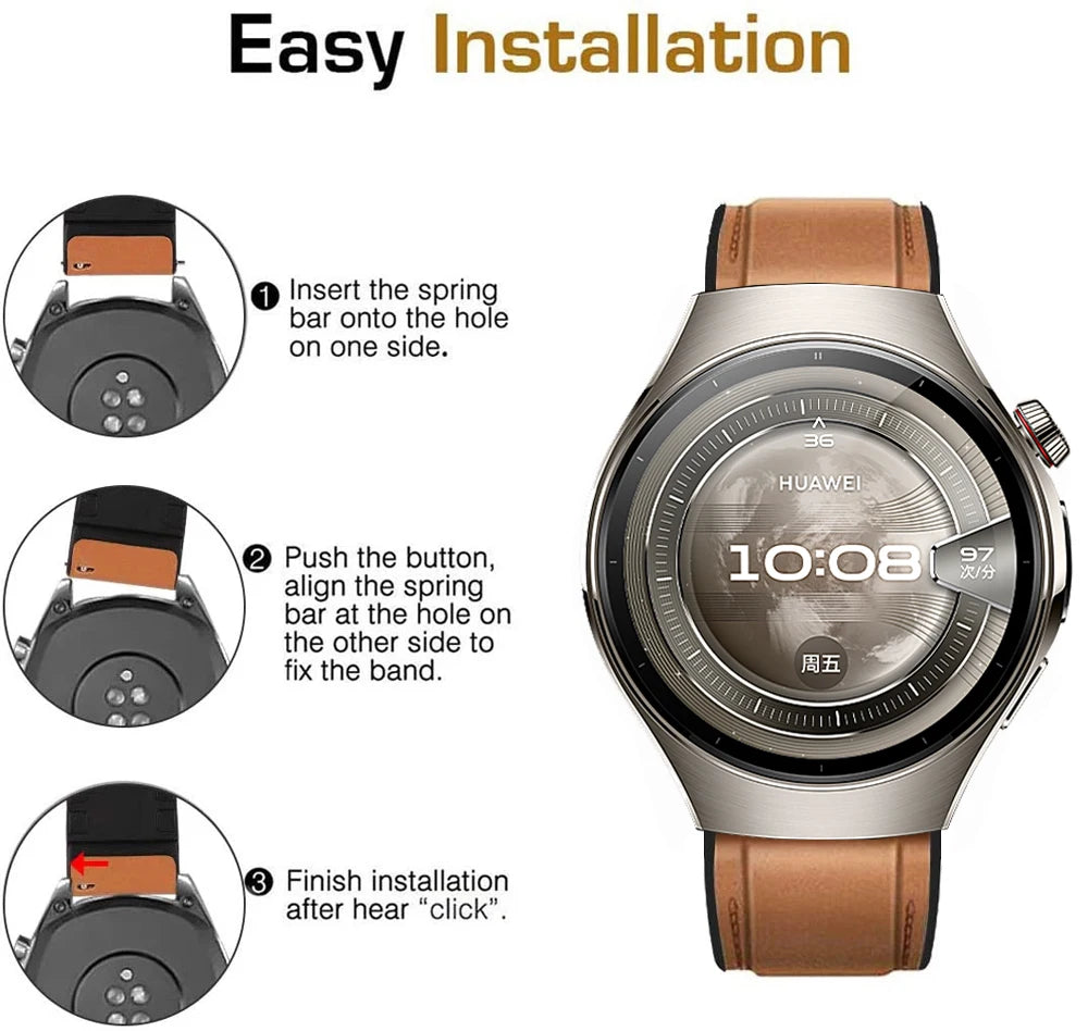 Leather Silicone 22mm Strap For HUAWEI WATCH GT 6 Pro GT6 GT5 GT4 46mm Bracelet For HUAWEI WATCH 5 4 pro 46mm Buds Ultimate Band
