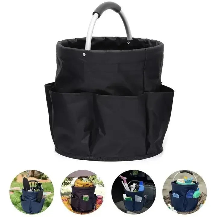 Portable Foldable Picnic Basket Oxford Cloth for Garden Tool Basket Outdoor Travel Storage Toiletry Handle Large Storage Bag