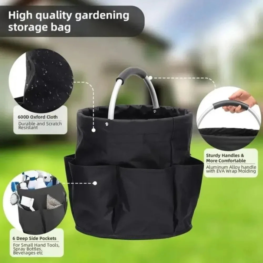 Portable Foldable Picnic Basket Oxford Cloth for Garden Tool Basket Outdoor Travel Storage Toiletry Handle Large Storage Bag