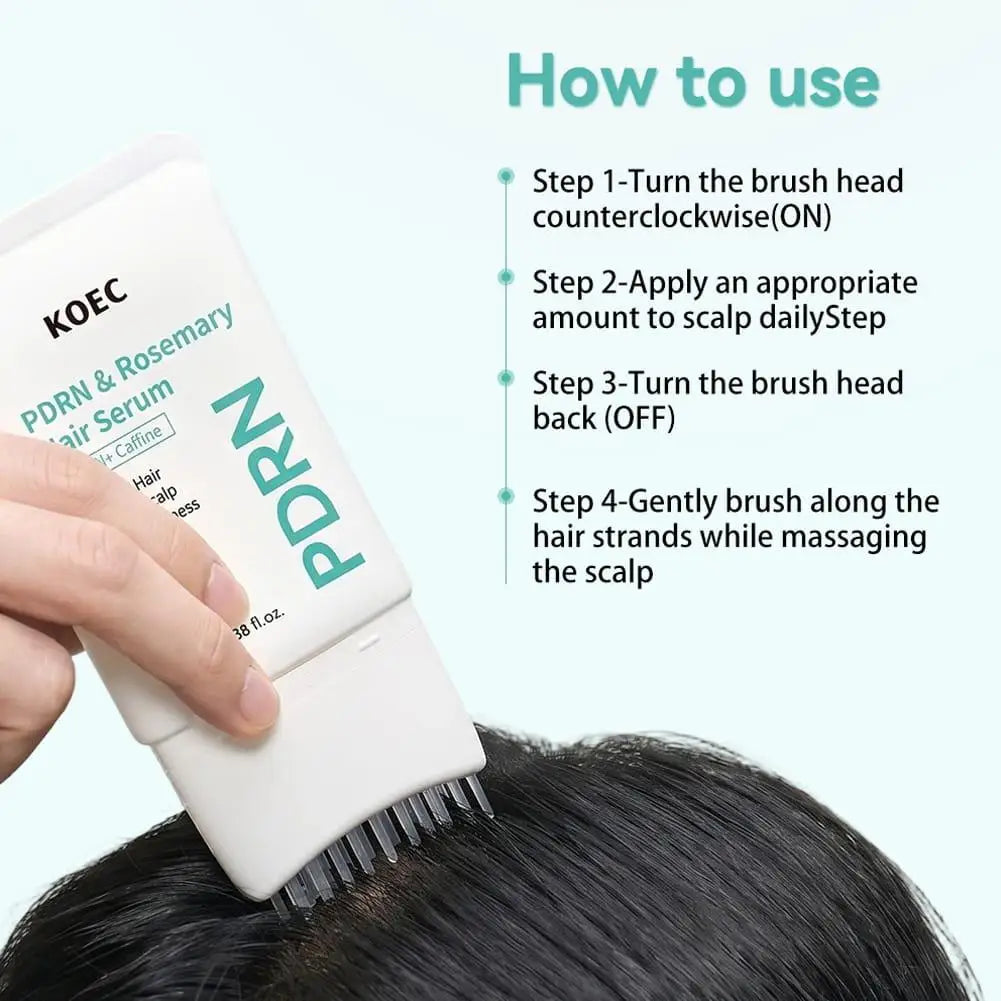 PDRN Rosemary Hair Serum 100ml With Massage Comb, Caffeine Scalp Nourishing Essence Boost Thicker Hair Refreshing Scalp Care