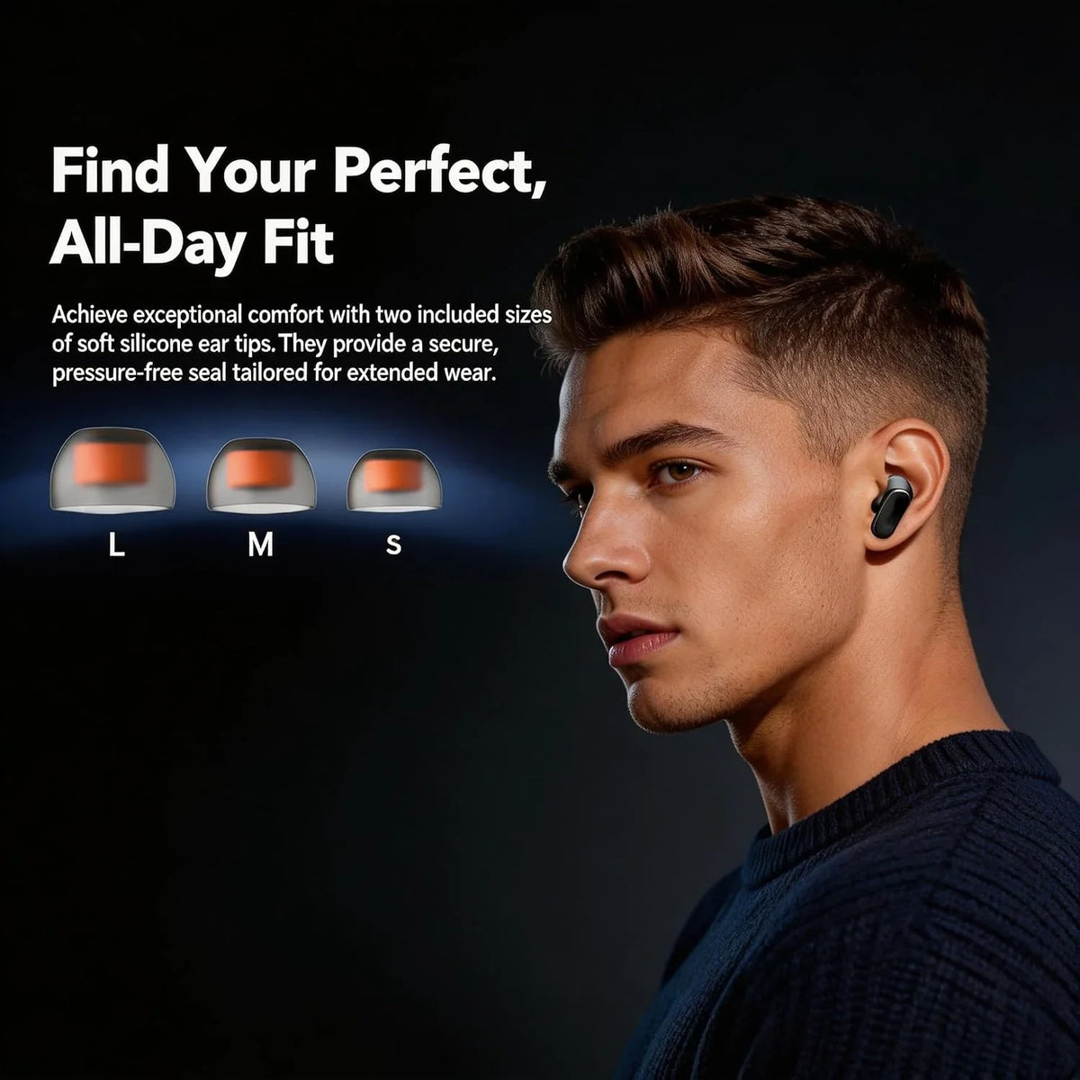 HTC NE79 Bluetooth Earphones AI Translator Earbuds Soft In-Earbuds for Wireless Headphones, Noise Reduction Long Battery