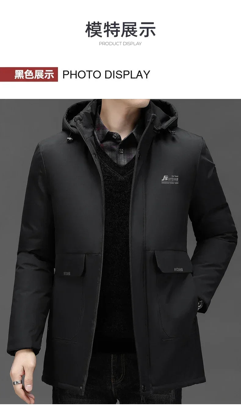 New Brand Designer Casual  Men Jacket Fashion Outwear Parkas Longline Windbreaker Coats Top Quality Winter Thicken Men Clothing