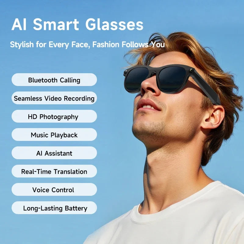Lenovo 8K HD AI Smart Glasses Camera 1600WDual Real-time Translation Bluetooth Call Shoot Audio Video Music Play Sunglasses 2026