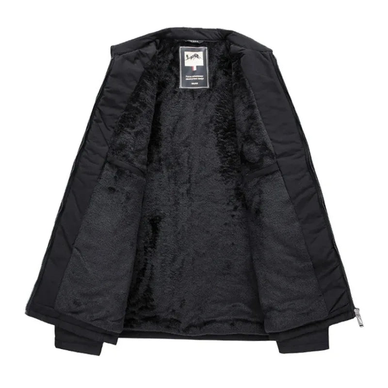 Business Insulated  Men's 2026 Winter Fleece-Lined Jacket, Warmth, Navy Blue Black M301