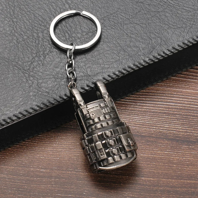 PUBG Keychain Survival Gun Helmet Shape Key Chain Fashion FPS CS Game Keyring Car Bag Pendant Gifts for Men Boyfriend Brothers