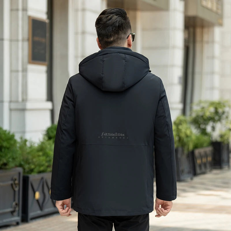 Casual Men's Warm Hooded White Duck Down Jackets 2026 Winter Oversized L-7XL Solid Windproof Puffer Coats Outwear Thicken Parkas