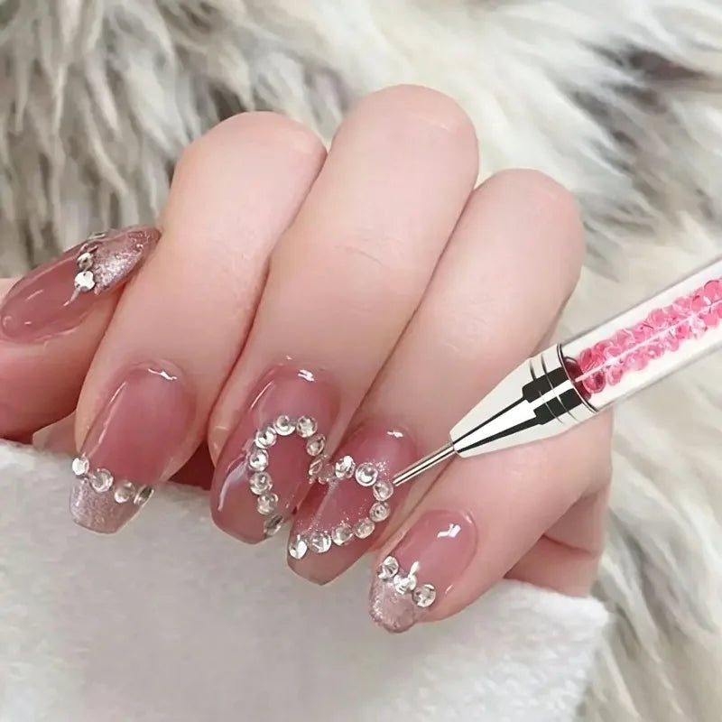 Nail Art Tools Dual‑Ended Acrylic Handle Wax Pen Rhinestone Crystal Studs Picker Dotting Manicure DIY Accessories