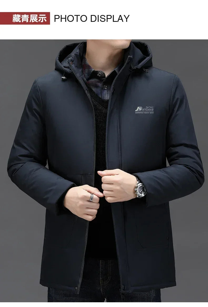 New Brand Designer Casual  Men Jacket Fashion Outwear Parkas Longline Windbreaker Coats Top Quality Winter Thicken Men Clothing