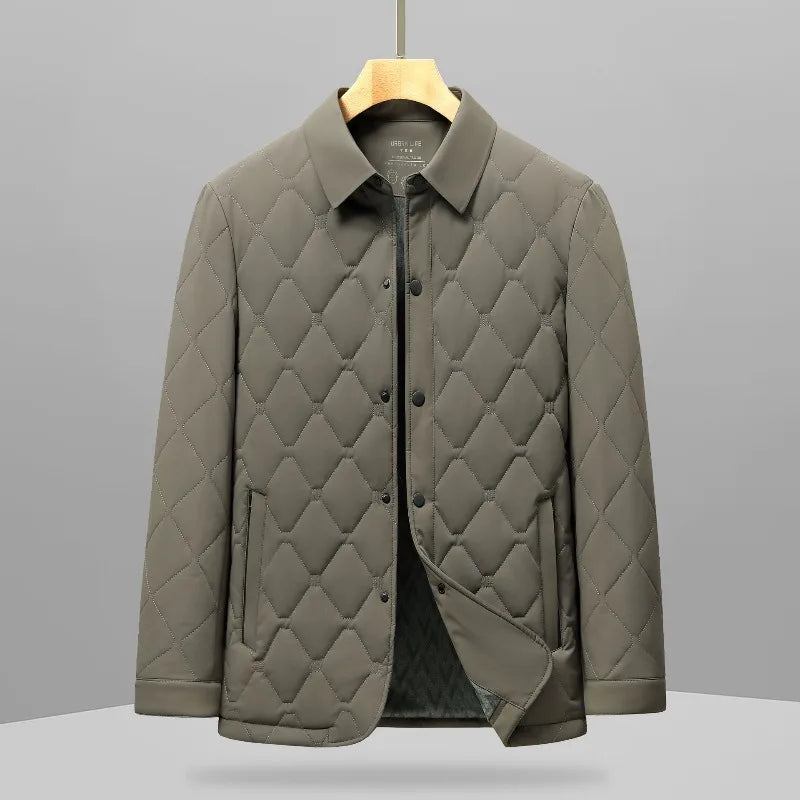 New Arrival Fashion Men's Autumn Winter Lapel Diamond Grid Lightweight Casual Padded Cotton Jacket Business Warm Size M-4XL