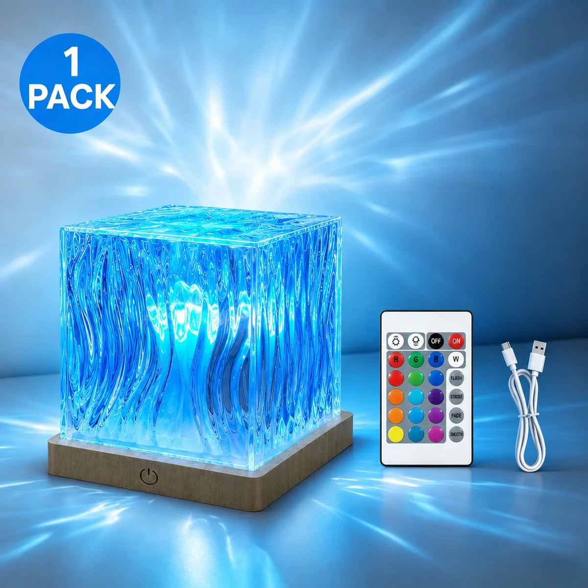 Aurora Water Wave Projector Night Light Touch Remote Control 16 Color 1200mAh Rechargeable Ocean Ripple Bedroom Atmosphere Lamp