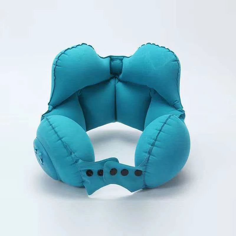 Crown Inflatable U-Shaped Travel Pillow Portable Neck Support Quick Inflation Soft Velvet Ergonomic For Airplane Train Car Nap