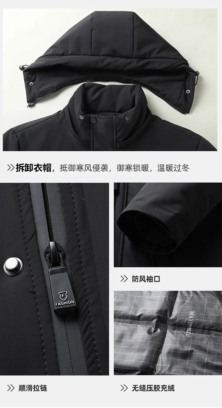 Casual Men's Warm Hooded White Duck Down Jackets 2026 Winter Oversized L-7XL Solid Windproof Puffer Coats Outwear Thicken Parkas