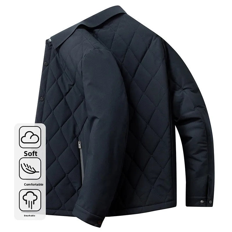 Men's Silk Cotton Jacket Collared Coat Warmth Midlife Premium Style Autumn Winter New Arrival Business Casual Polyester Fiber