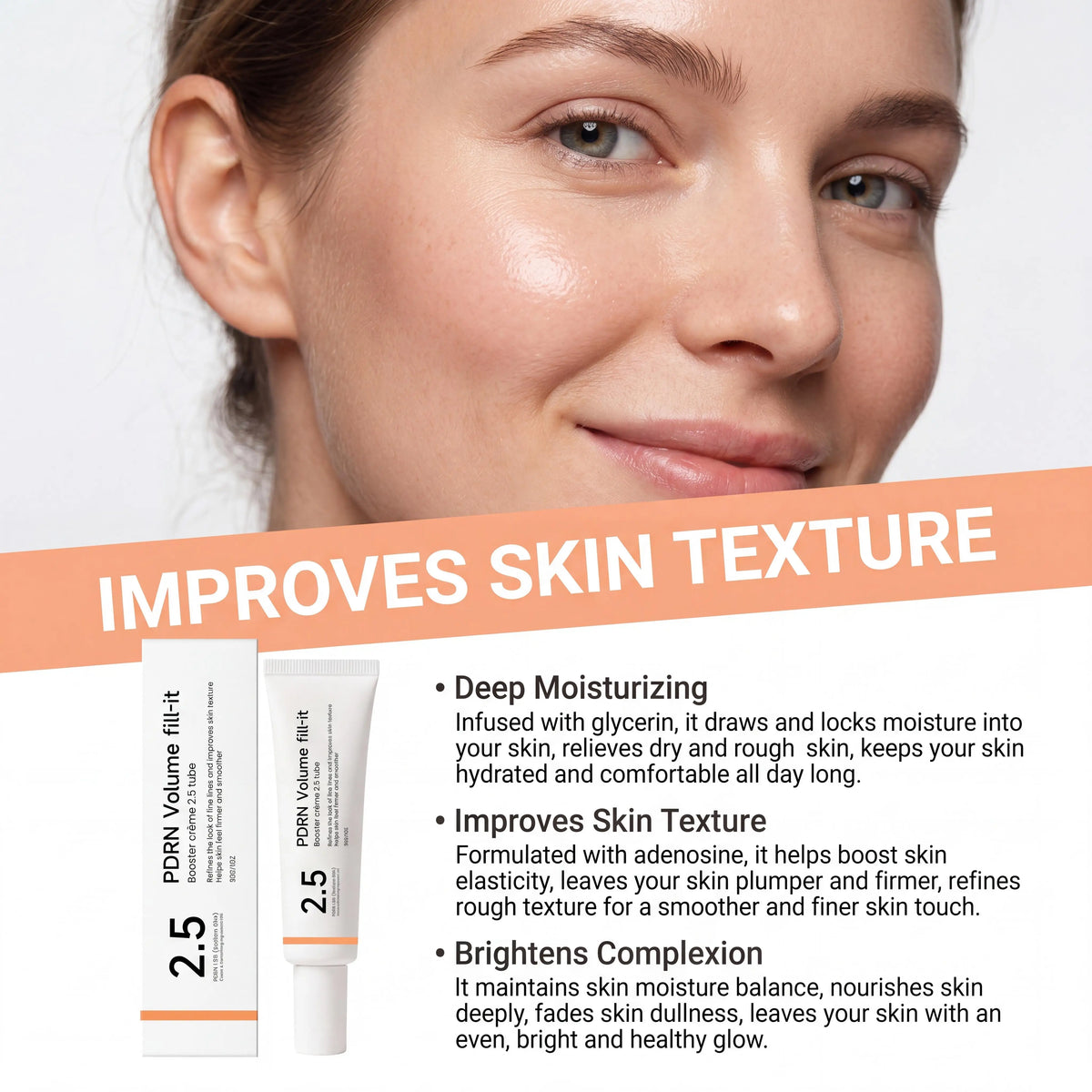 PDRN Volume fill it Booster Cream for Forehead Smile Lines & Skin Wrinkle Anti Aging Firming Facial Volume Cream Daily Skin Care