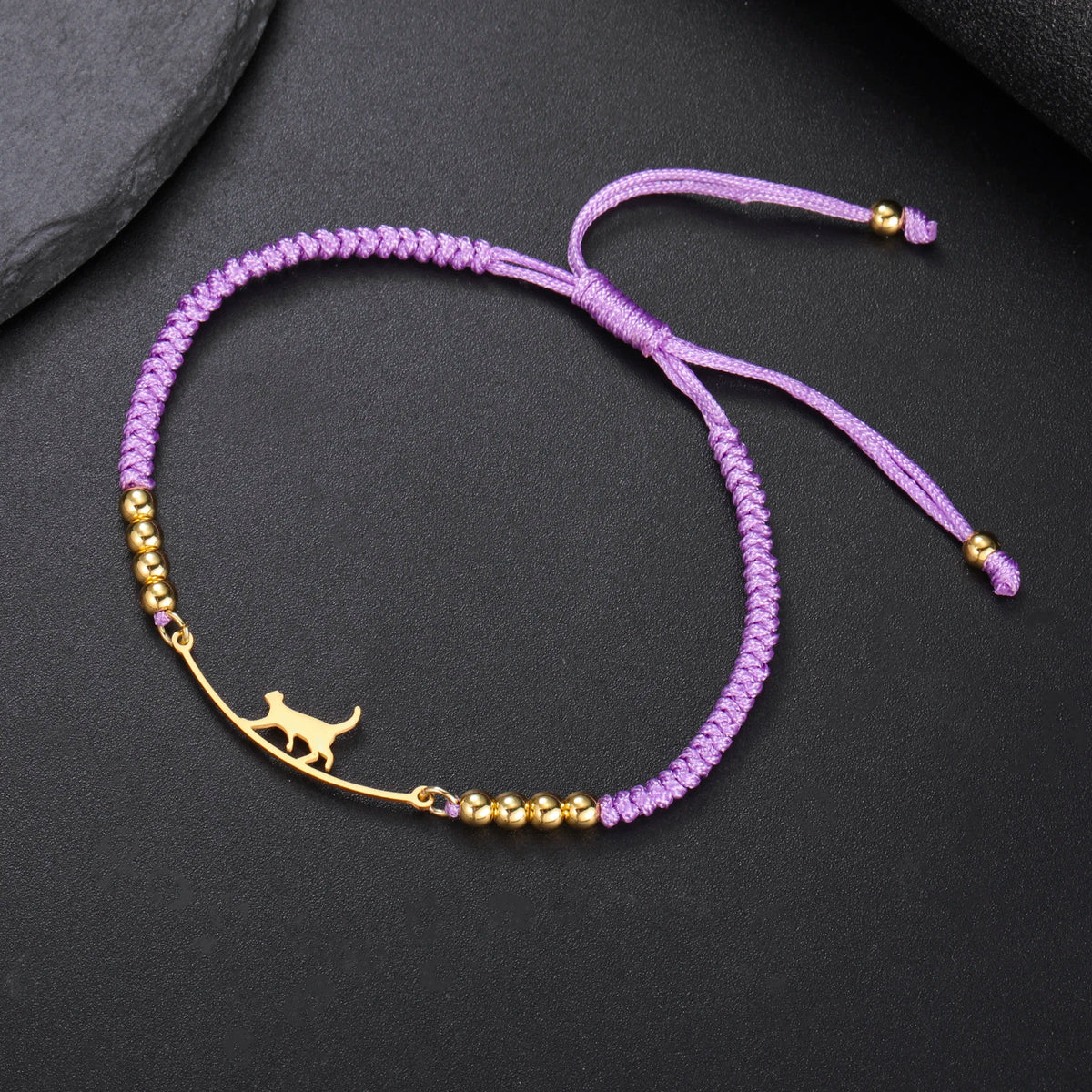 LIKGREAT Cat Pendant Bracelet for Women Men Animal Cat Dog Bear Paw Charm Adjustable Rope Chain Jewelry Party Gift Wholesale