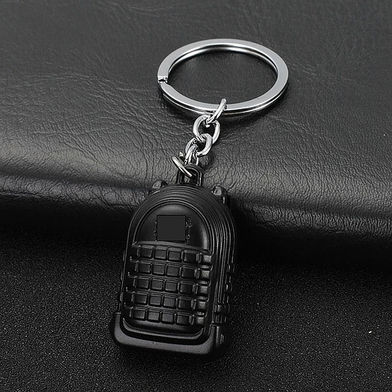 PUBG Keychain Survival Gun Helmet Shape Key Chain Fashion FPS CS Game Keyring Car Bag Pendant Gifts for Men Boyfriend Brothers