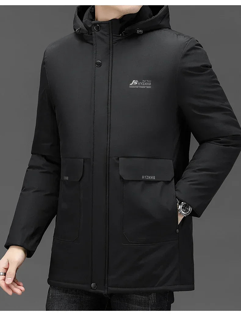 New Brand Designer Casual  Men Jacket Fashion Outwear Parkas Longline Windbreaker Coats Top Quality Winter Thicken Men Clothing