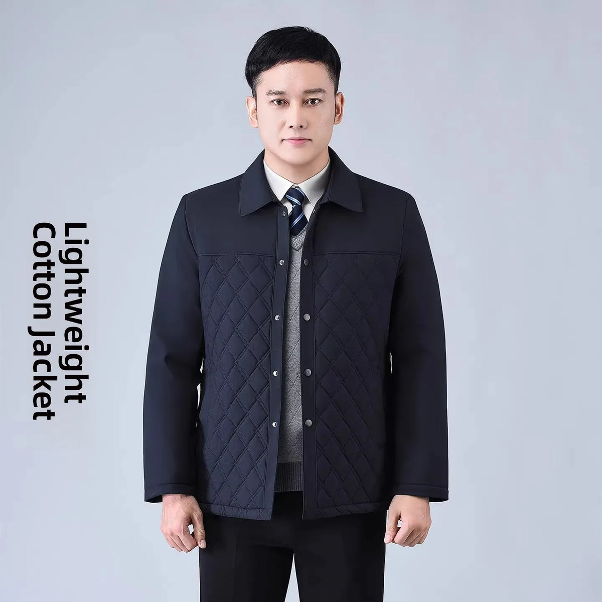 Thickened Cotton Jacket Winter Coat for Middle-Aged And Elderly Men Grandpa Style Stand Collar Thickened Polyester Fiber Coat